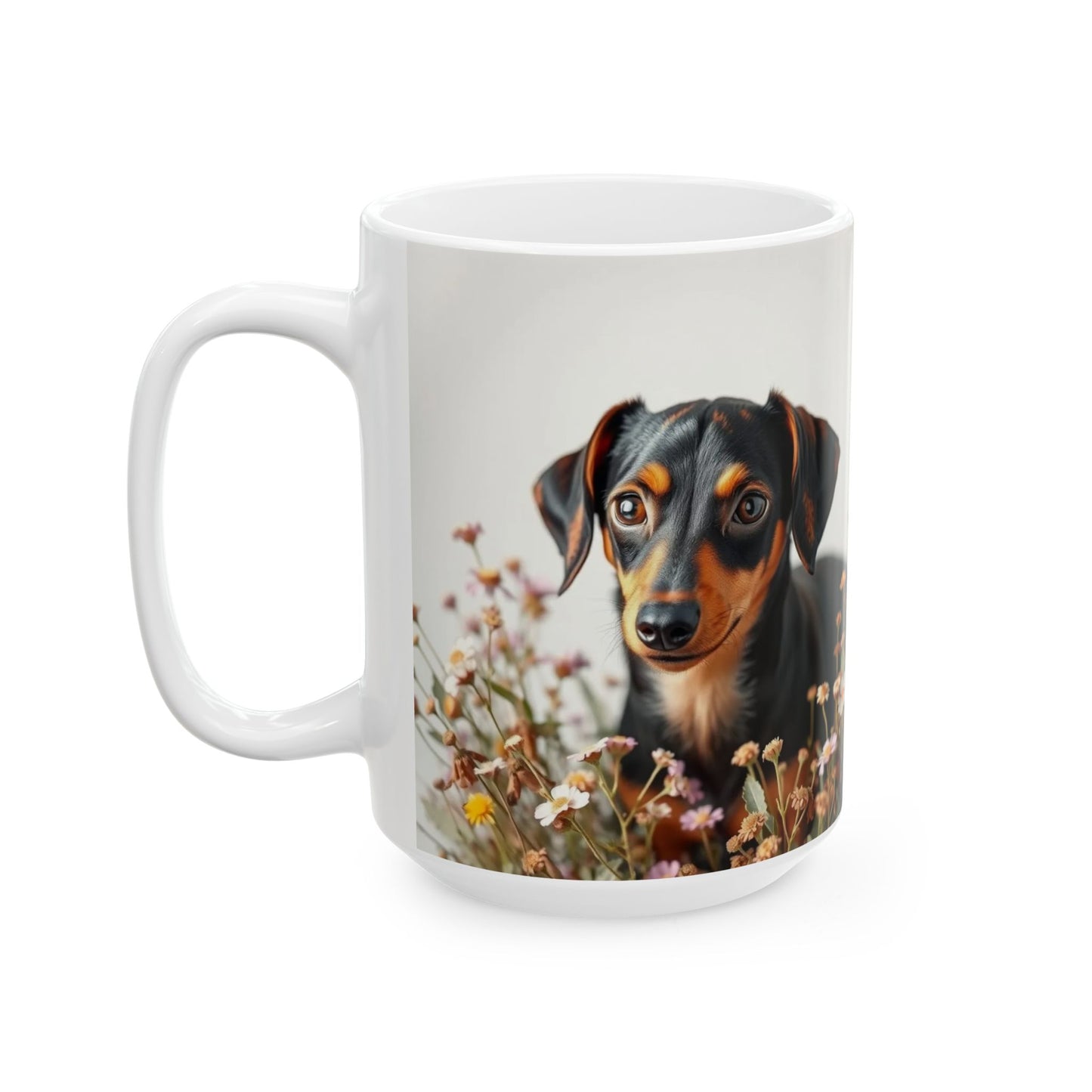 Dachshund-Min Pin Mix Ceramic Mug, (11oz, 15oz)