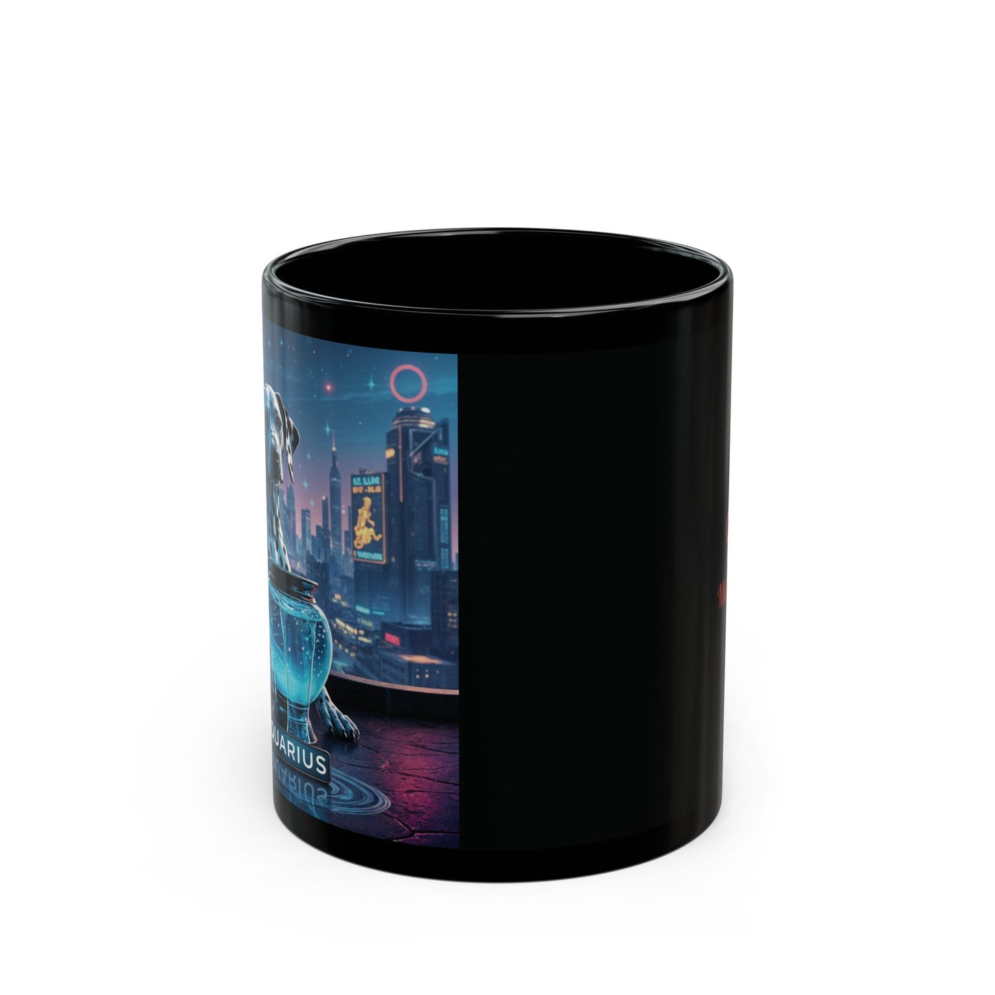 "Aquarius Dalmatian Water-Bearer" Black Mug (11oz & 15oz)