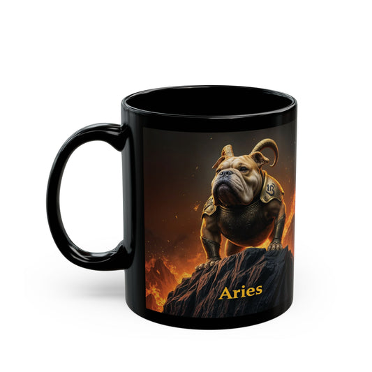"Aries Warrior Bulldog" Black Mug (11oz & 15oz)