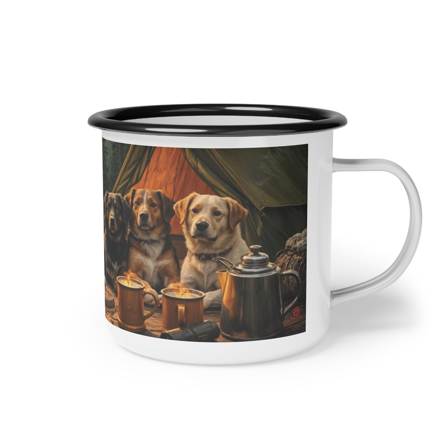 "Paws and Percolators" Enamel Camp Cup (12oz)