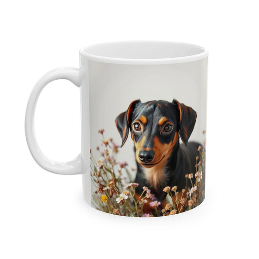 Dachshund-Min Pin Mix Ceramic Mug, (11oz, 15oz)