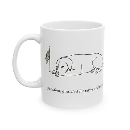 “Freedom, Guarded By Paws And Purpose” Mug (11oz, 15oz)