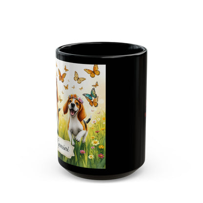 "Gemini Twin Beagles" Black Mug (11oz, 15oz)