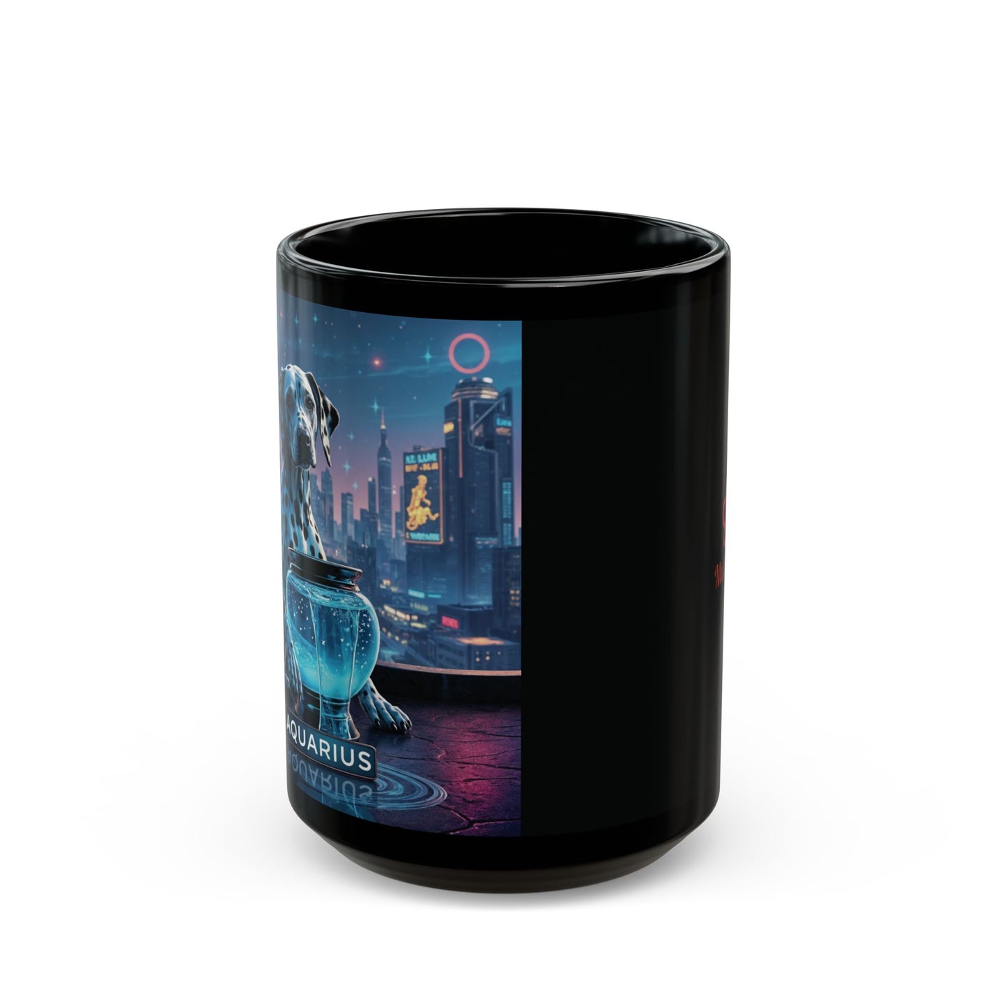"Aquarius Dalmatian Water-Bearer" Black Mug (11oz & 15oz)