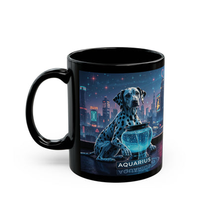 "Aquarius Dalmatian Water-Bearer" Black Mug (11oz & 15oz)