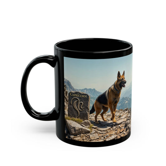 Capricorn German Shepherd Black Mug (11oz, 15oz)