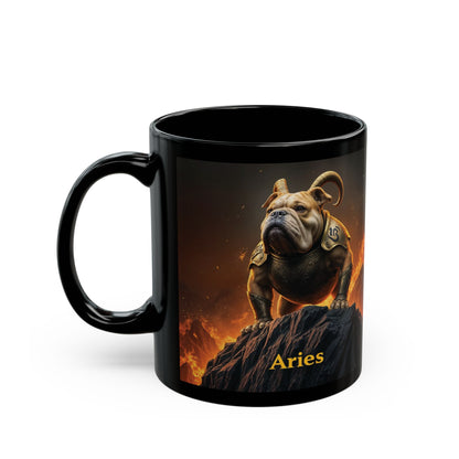 Aries Warrior Bulldog Black Mug (11oz & 15oz)
