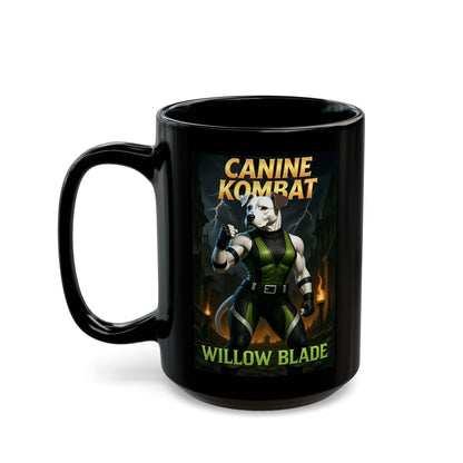 "Canine Kombat - Willow Blade" Black Mug (11oz, 15oz)